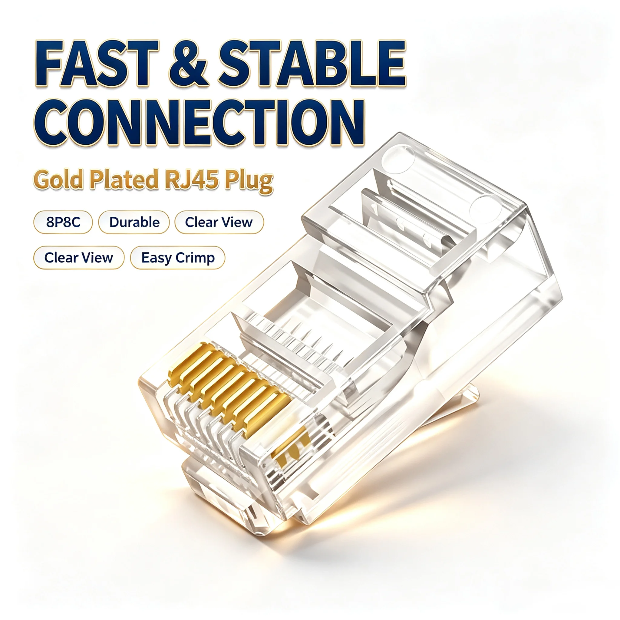 SUMMITEK 100PCS RJ45 Connector 23AWG Cat6 UTP Modular Plug Perforated Crystal Head for Solid Stranded Network Cable
