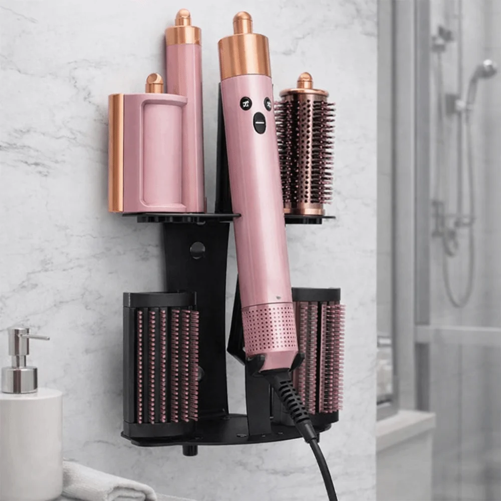 

No Drill Curling Iron Storage Holder Wall Mounted/Desktop Space Saving Hair Dryer Stand Non-slip Curling Iron Stand for Home
