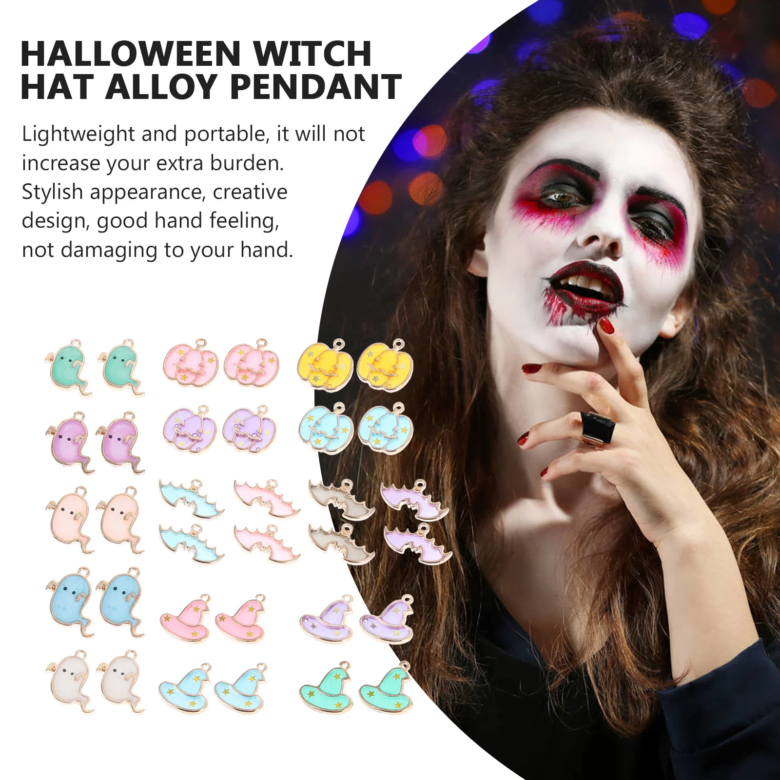 34 Uds. De elementos de Halloween, sombrero de murciélago de calabaza, colgante de aleación, fabricación de joyería, suministro DIY para decoración de collares y pulseras
