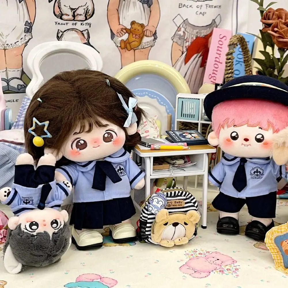 

Униформа JK, одежда для кукол из хлопка в стиле преппи, плюшевая одежда для куклы 10/20 см, мягкий синий хлопковый наряд для куклы, платье, игровой домик