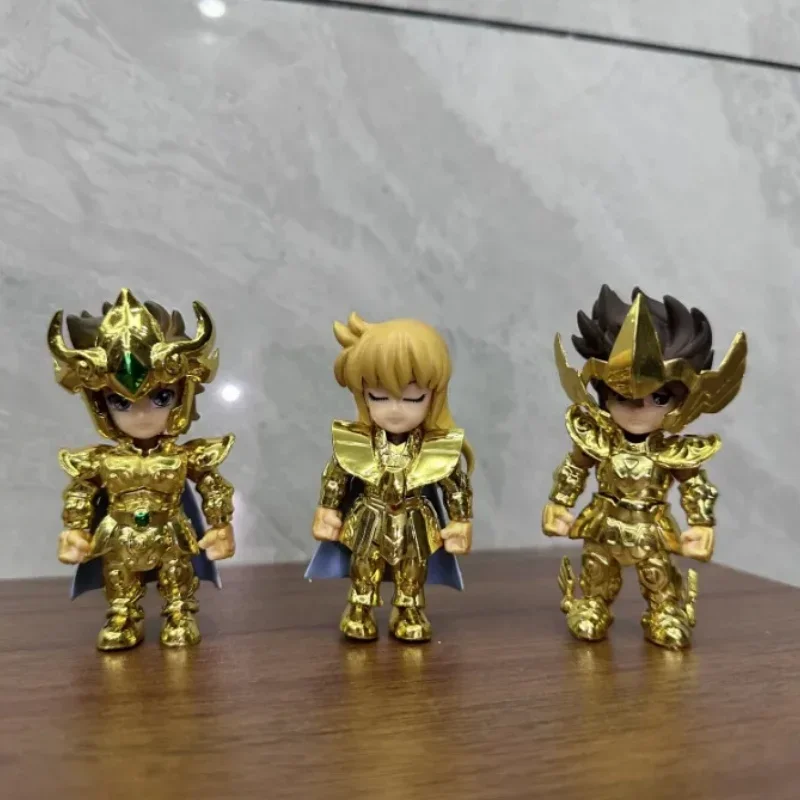 New Stock Q Version Of Saint Seiya Toy Cartoon Figure Leo Sagittarius Virgo Joints Are Movable Model Ornaments Birthday Gifts