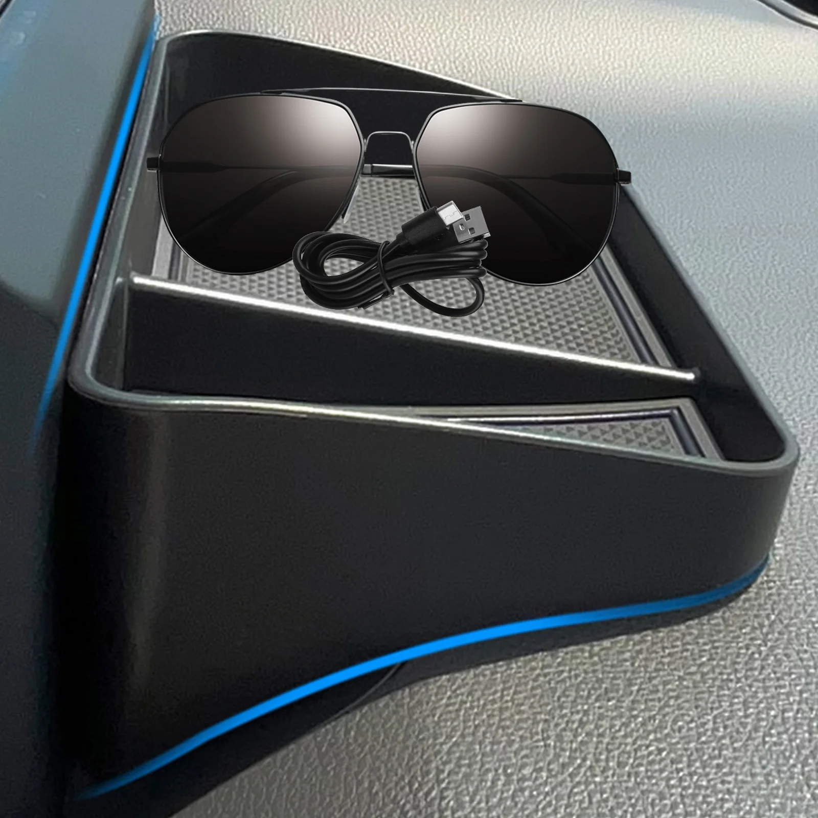

Plastic Car Storage ganizer Central Console Box Heat Resistant Matte Black Tissue Holder Glasses Keys Cards Container Automotive