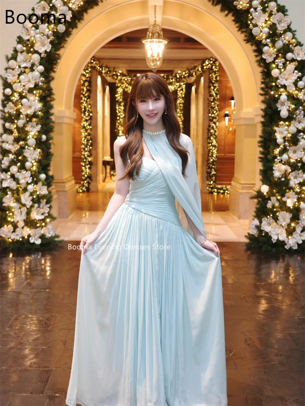 Booma Elegante A-lijn Strapless Plooi Jurken Formele Partij Jassen voor Vrouwen Eenvoudige Vloerlengte Prom Gown Aanpassen 2025