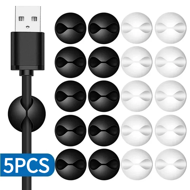 5Pcs Mini Cable Winder Organizer USB Charging Cable Clips Desk Tidy Organiser Wire Cord Holder Protectors In Home Office Car