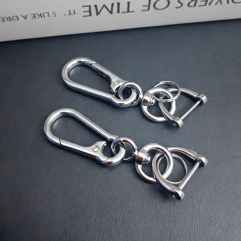 Simple Car Key Chain Waist Hanging D Buckle Keyring Mini Ring Car Interior Accessories Moto Key Rings Anti-lost Key Chain Gift