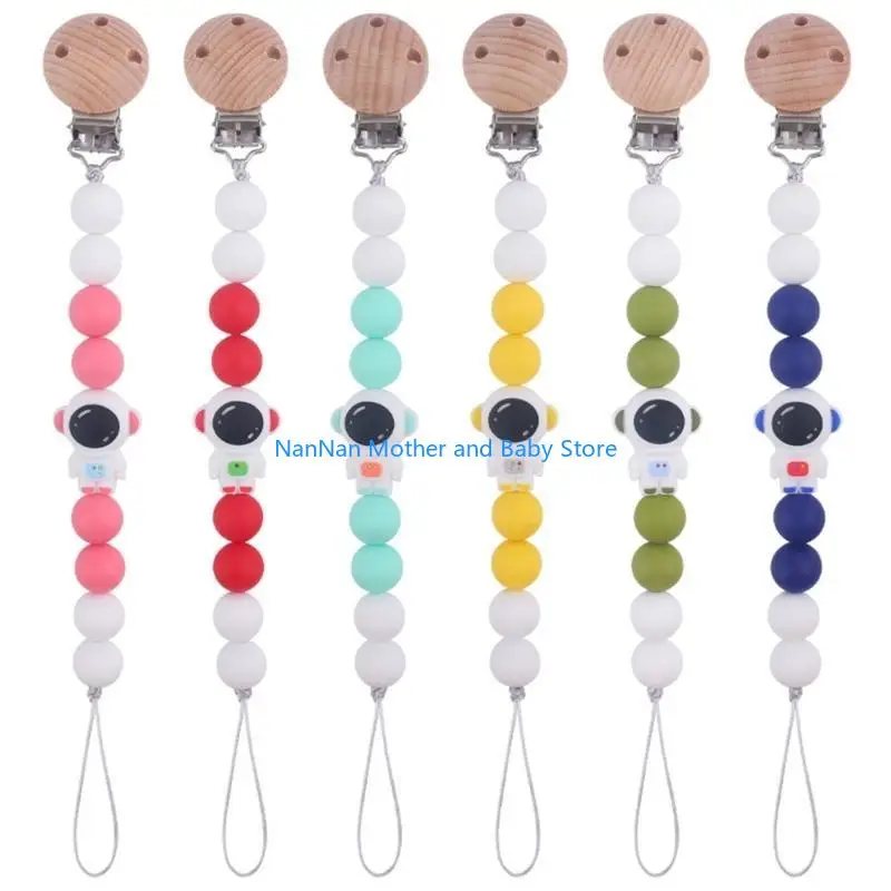 

Pacifier Leash for Babies Wooded Beads Silicone Strap Soother Toy Anti-drop