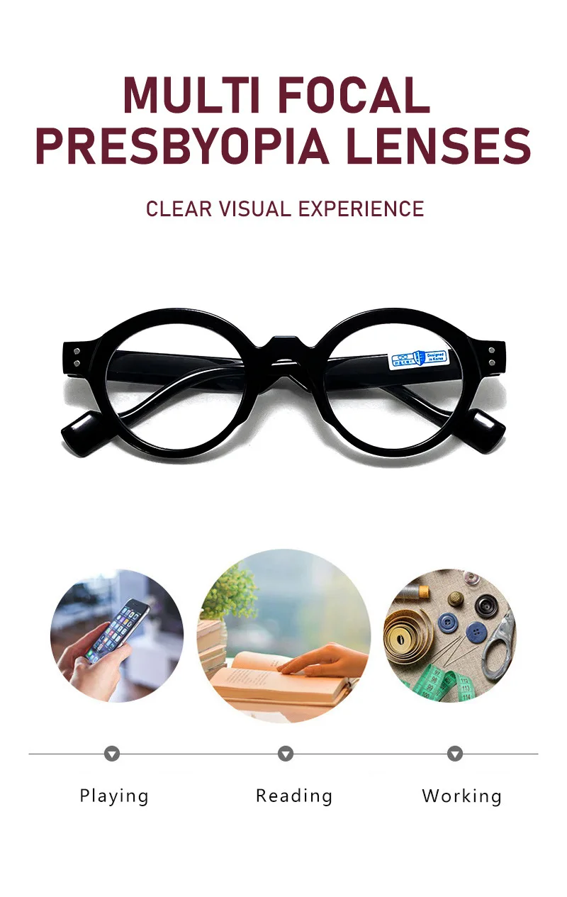 Neue Retro Runde Lesebrille Für Frauen Presbyopie Hyperopie Anti Blau Licht Lesen Brillen Schwarz Männer Brillen + 1,0 + 1,5 + 2 – Detail 2