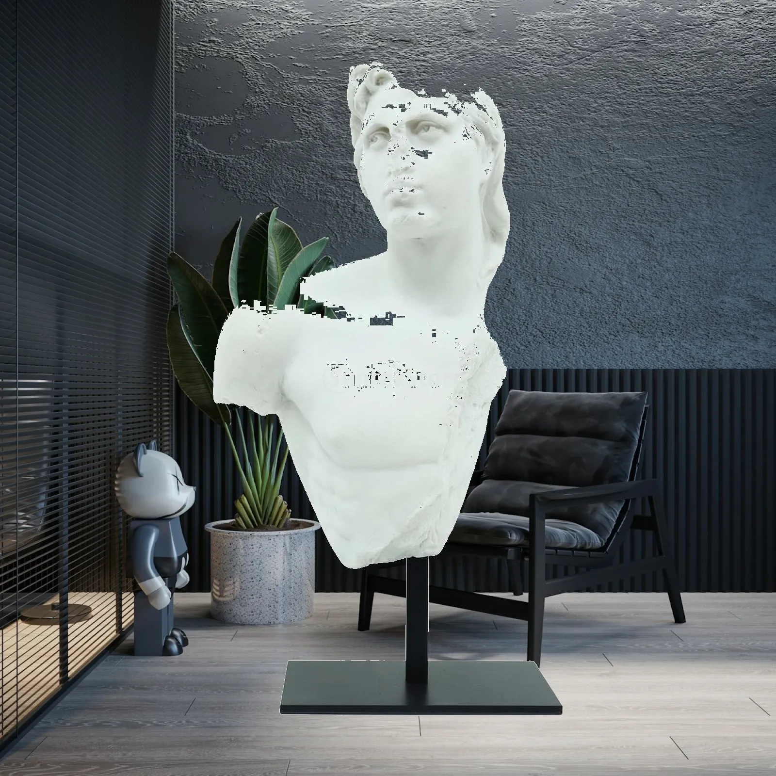 Flocked Classical Bust Realistic Resin Bust Sculpture Ornament Long-Lasting Slim for Living Room, Entryway