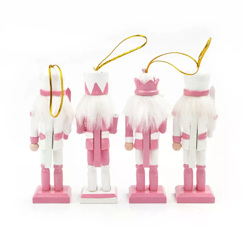 12cm Nutcracker Miniatures Pink Series Nutcracker Puppet Ornaments Desktop Decoration Cartoons Walnuts Soldiers Band Dolls