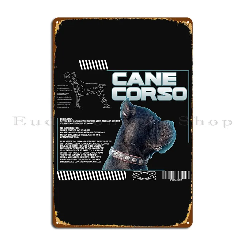 Cane Corso Italian Mastiff Dog Head Dog Lover Metal Sign Poster Club Garage Club Cave Designer Create Tin Sign Poster