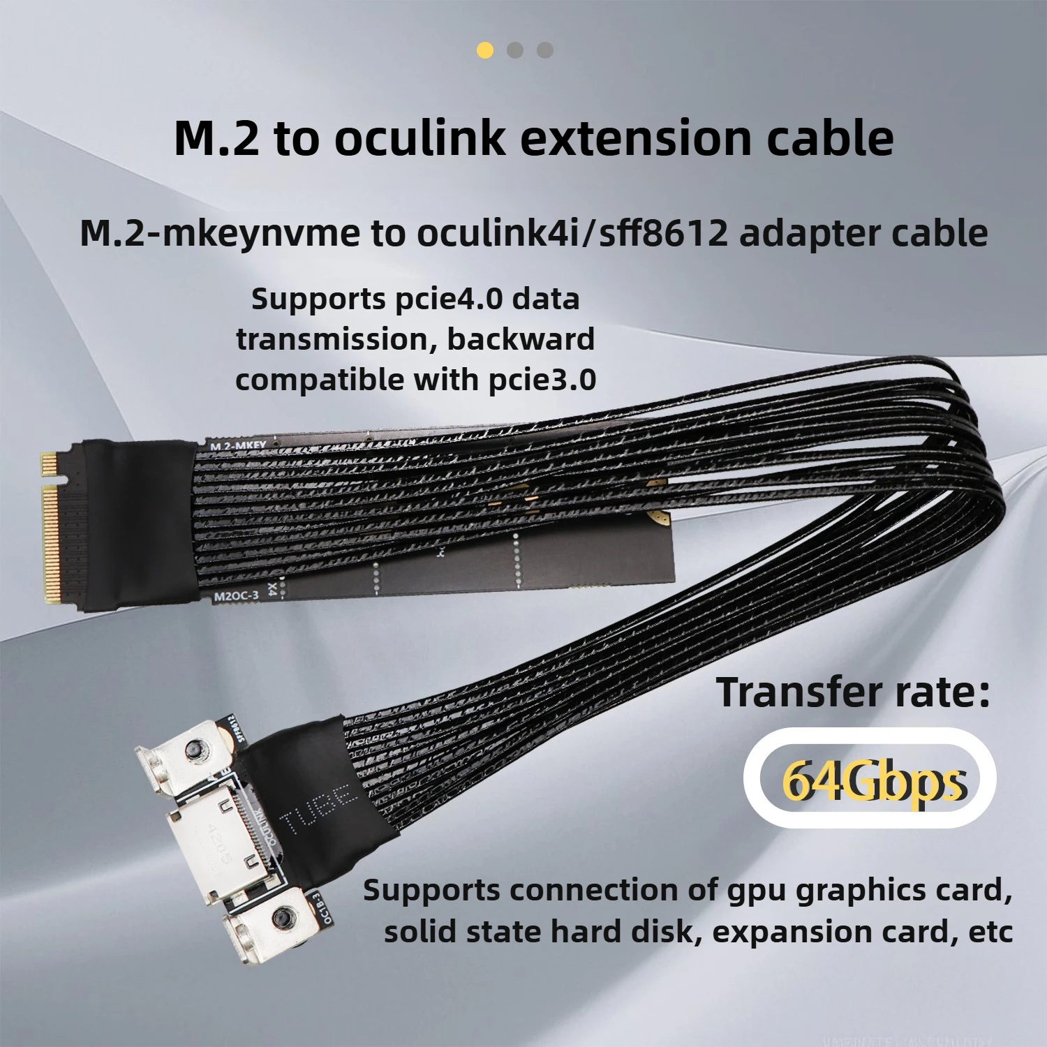 Pcie 4.0 x4 gen4 m.2 para oculink adaptador cabo de extensão banhado a prata pequeno host para placa gráfica externa embutida doca egpu