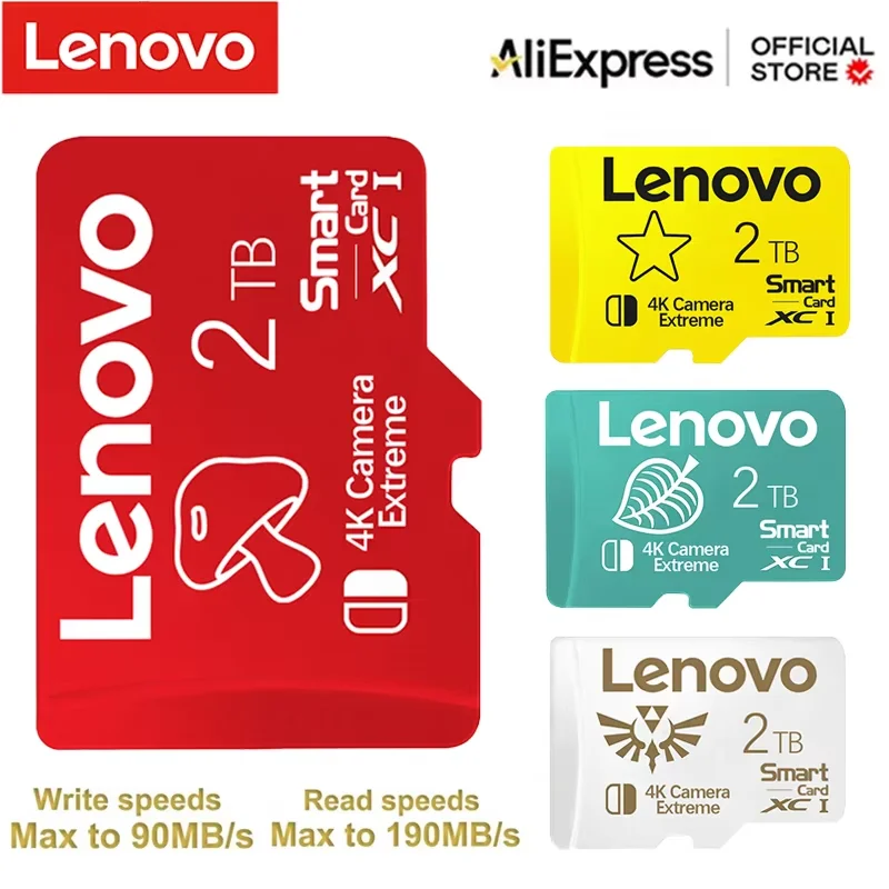 Lenovo 2TB Memory Card V30 High Speed Micro TF SD Card SD Card U3 TF Card 1TB 512GB 256GB For Nintendo Switch Ps4 Ps5 Game