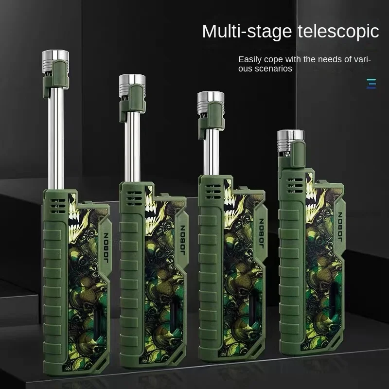 JOBON Metal Outdoor Windproof Butane Gas Cigar Lighter with Retractable Rod Ignition Sparkling Gun Kitchen Camping Men's Tool