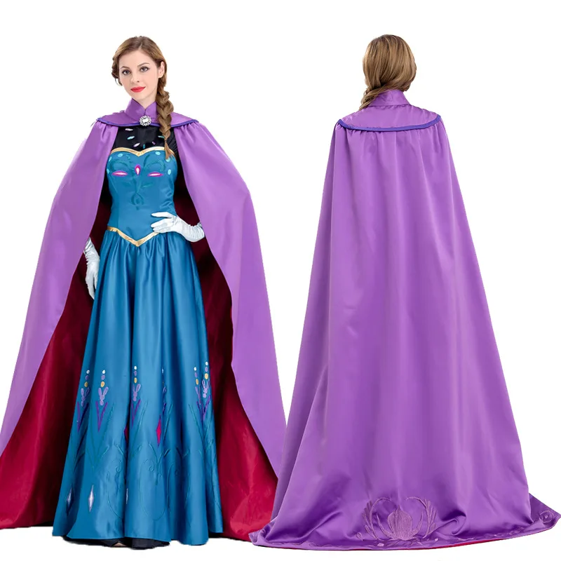 

Frozen Cosplay Costume Anna Princess Dress With Cloak Halloween Fairy Tale Cosplay Party Queen Outfits Performance Costume Suits