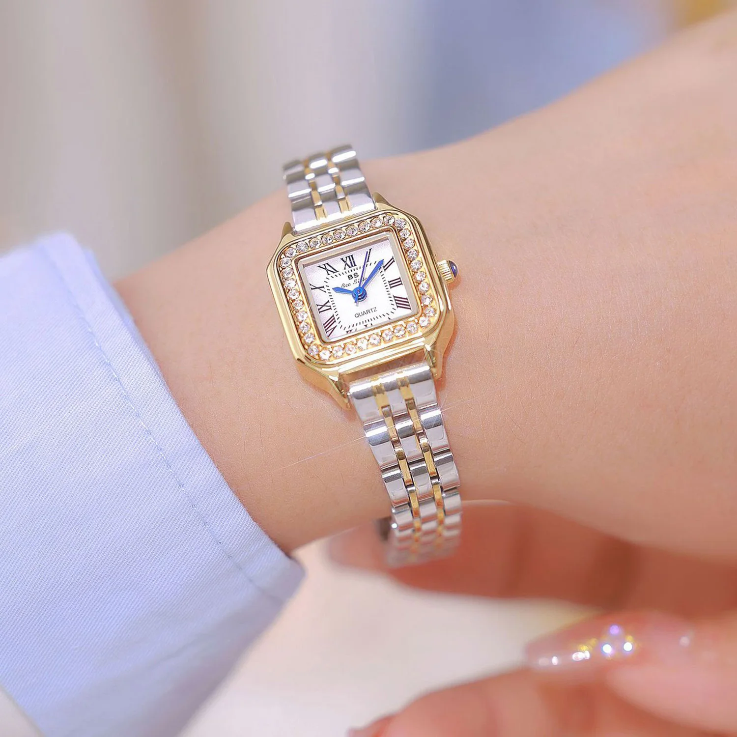 Women Watch Luxury Diamond Roman Dial Ladies Watches Fashion Elegant Stainless Steel Bracelet Square Quartz Female Wristwatch