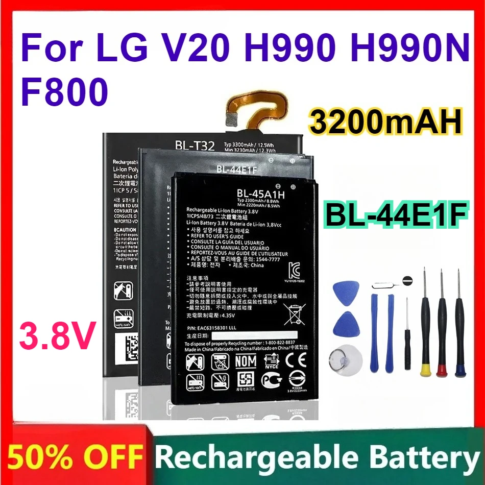 Zero Cycles BL-44E1F 3200mah Battery for LG V20 H990 H990N F800 Mobile Phone Battery Long Life High-Performance Batteries