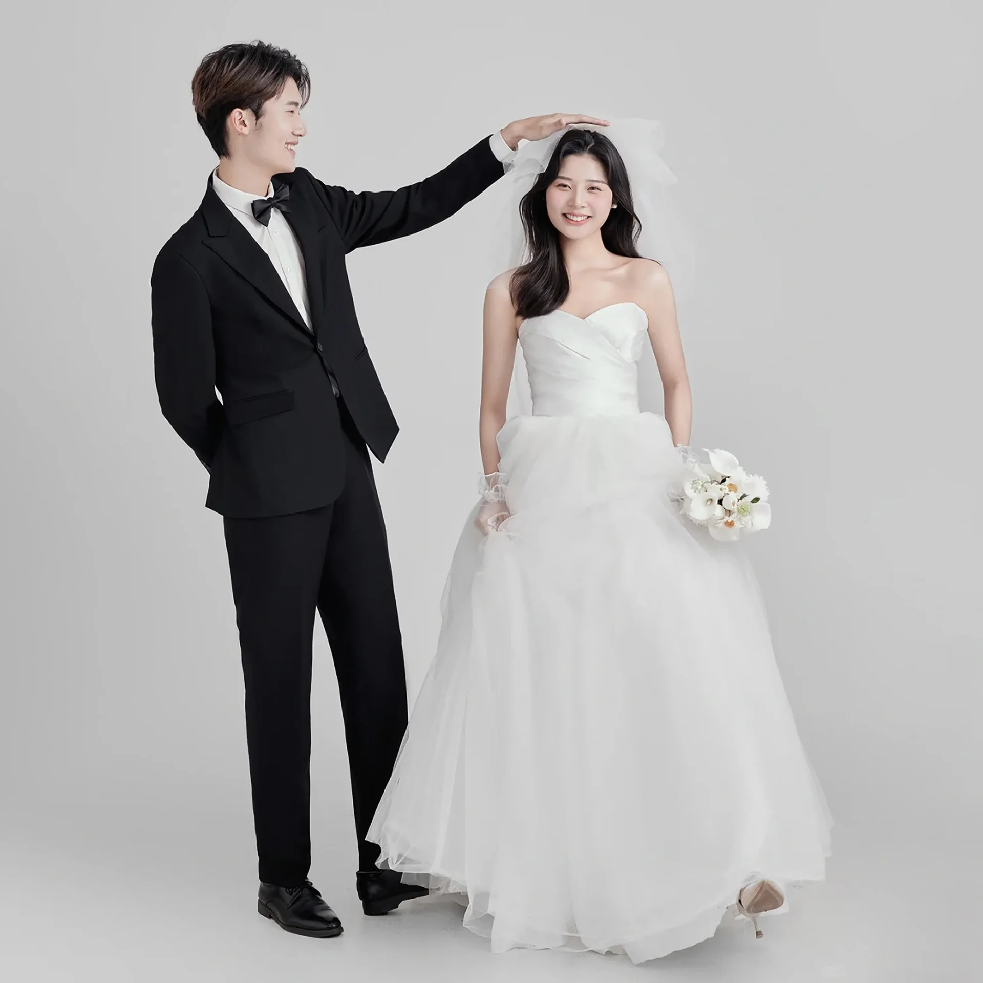

Light Wedding Dress Tube Top Mesh Bubble Skirt Floor-Length Simple High Sense Studio Theme Couple Taking Pictures for Women