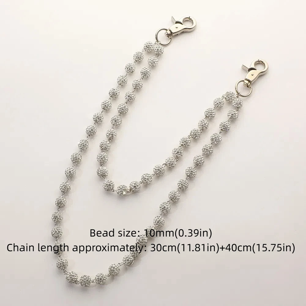 New Hip Hop Trousers Rhinestone Keychain Hipster Pant White Wallet Belt Chain Jeans Chain Reading Glasses Jewelry & Accessories view 6