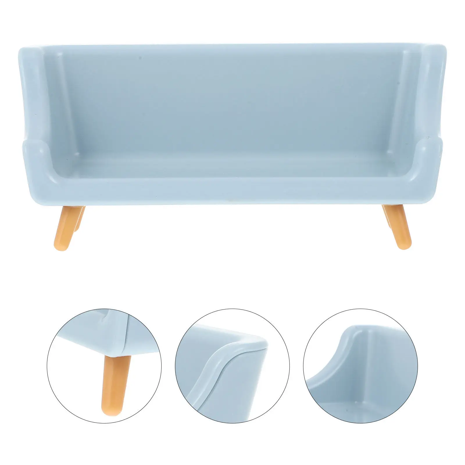Sky-Blue Mini Sofa for Dollhouse – Realistic Compact Decor with Fine Craftsmanship