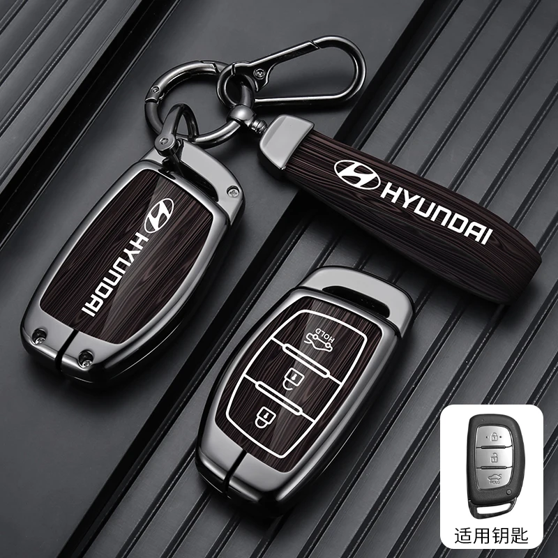 Estilo de metal caso chave do carro escudo fob capa para hyundai tucson santa fe rena sonata elantra creta ix35 ix45 i10 i30 i40 acessórios