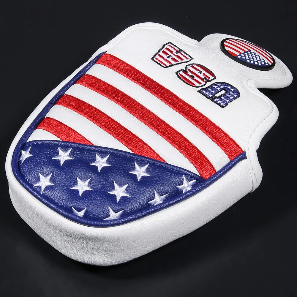 Gậy Golf Putter Headcover USA Cờ Vồ Putter Headcovers Da PU Từ Trùm Đầu Có Thêu