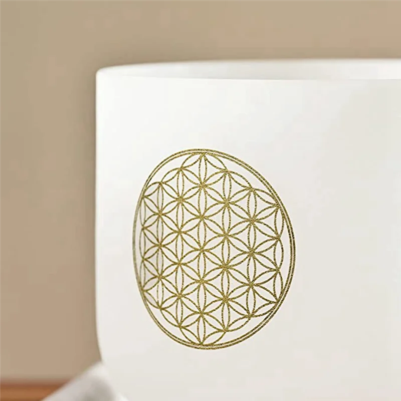 528HZ 8 Inch Flower Of Life Crystal Singing Bowl Meditation Sound Bath Sound Healing Chakra Singing Bowl