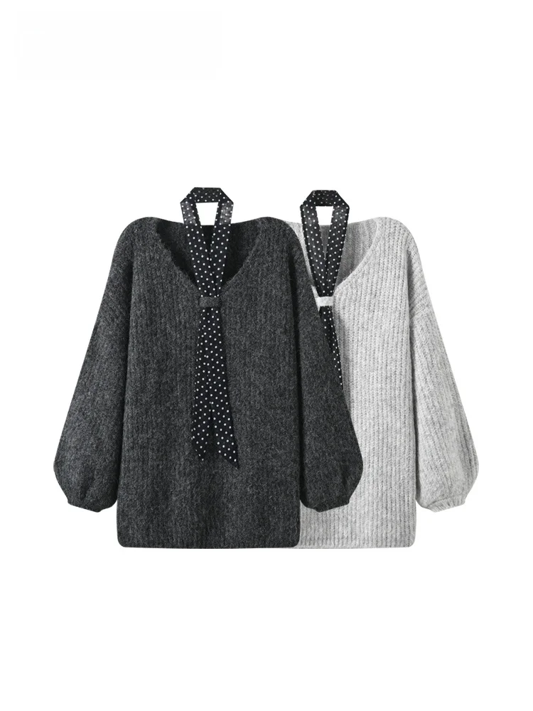 

plus Size V-Ne Long Sve Knitwear Women's Autumn Winter Faionable Slimming Trendy Sweater Polyester Fiber Casual Sle