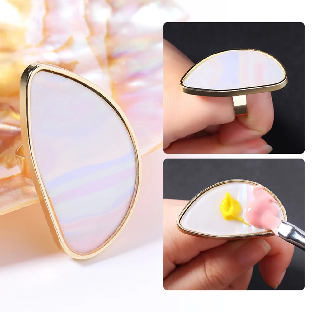 

4pcs Creative Nail Art Palette Ring Premium Color Display Plate For Manicure Lipsticks Pigments Foundation Smooth Easy Clean