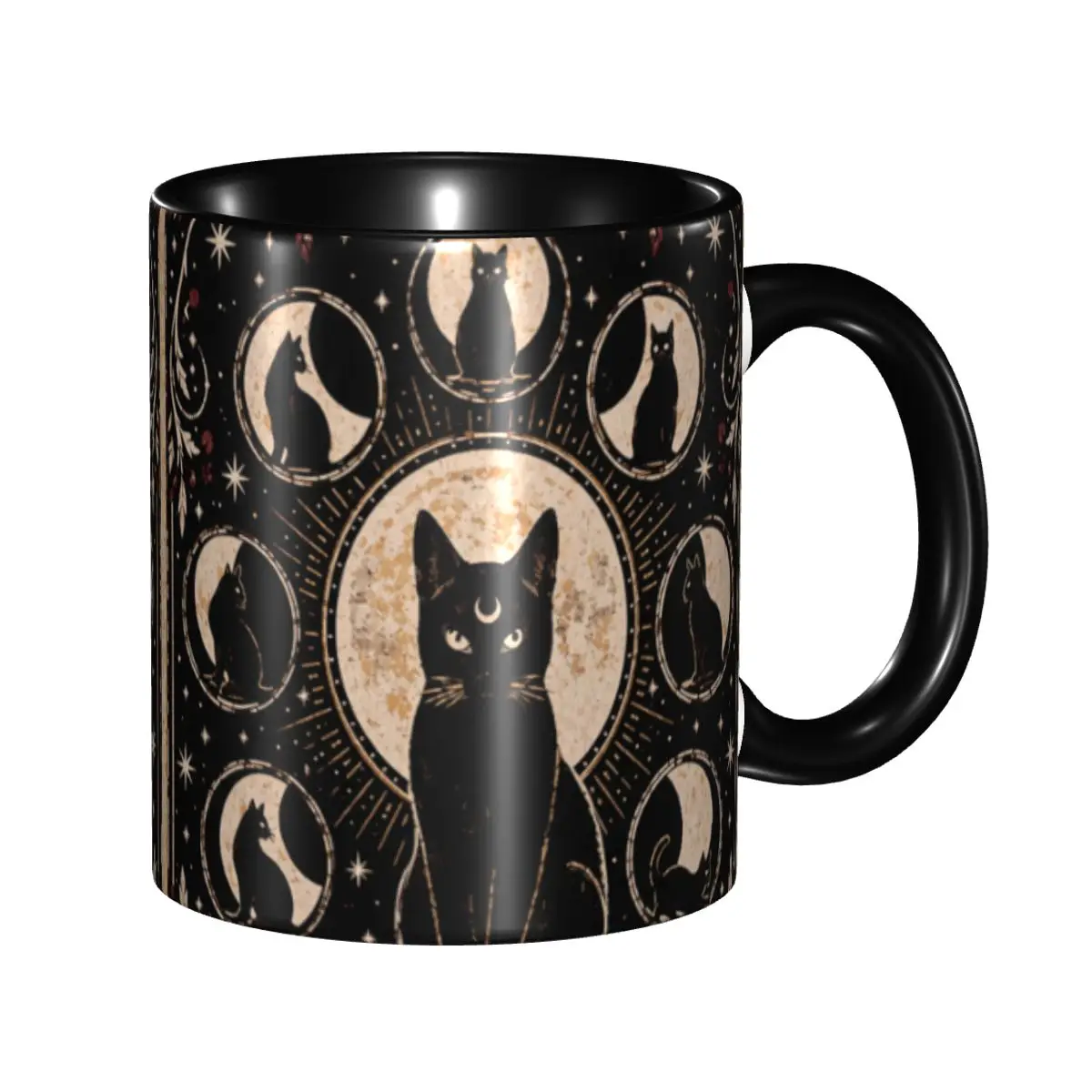 Halloween Black Cats Gift Mug for Friends Funny Witchy Spooky Coffee Cup Present for Office