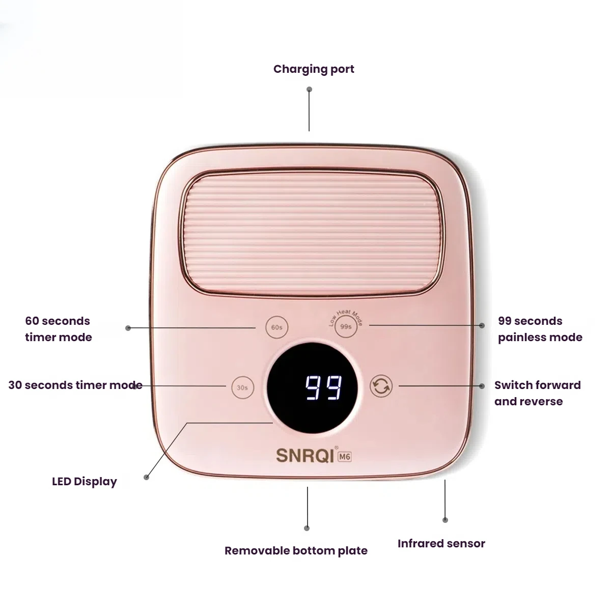 Lámpara LED para uñas M6, doble fuente de luz, alta potencia, secado rápido, con pantalla táctil inteligente, manicura DIY, arte de uñas, Gel para el hogar, curado de uñas