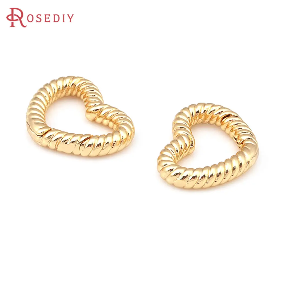 4PCS 18K Gold Color Brass Heart Star Rounded Rectangle Shape Connect Clasps Jewelry Making Supplies Diy Findings Accessories