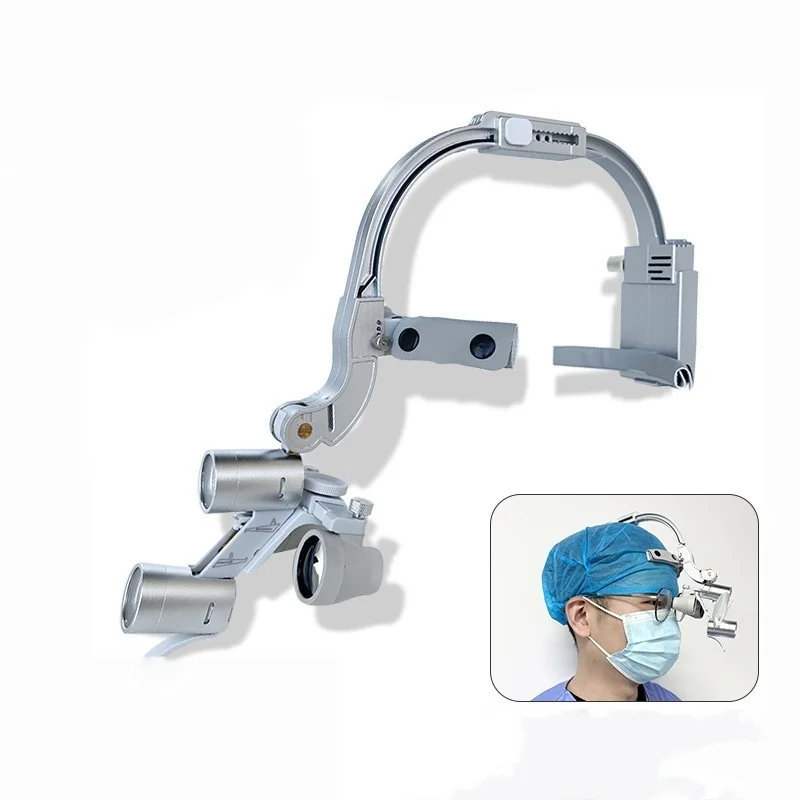 Head-mounted Magnifying Glass Dental Oral 5w Headlight Long Silver Surgery Dental Surgery Headlight