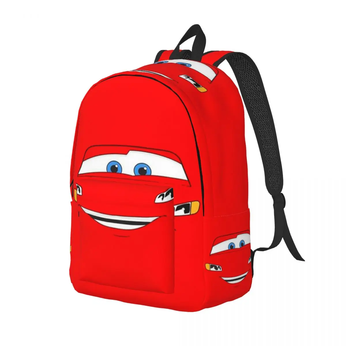 Custom Happy Cars Lightning McQueen Canvas Backpack for Boys Girl Cartoon School College Travel Bags Bookbag Fits 15 Inch Laptop