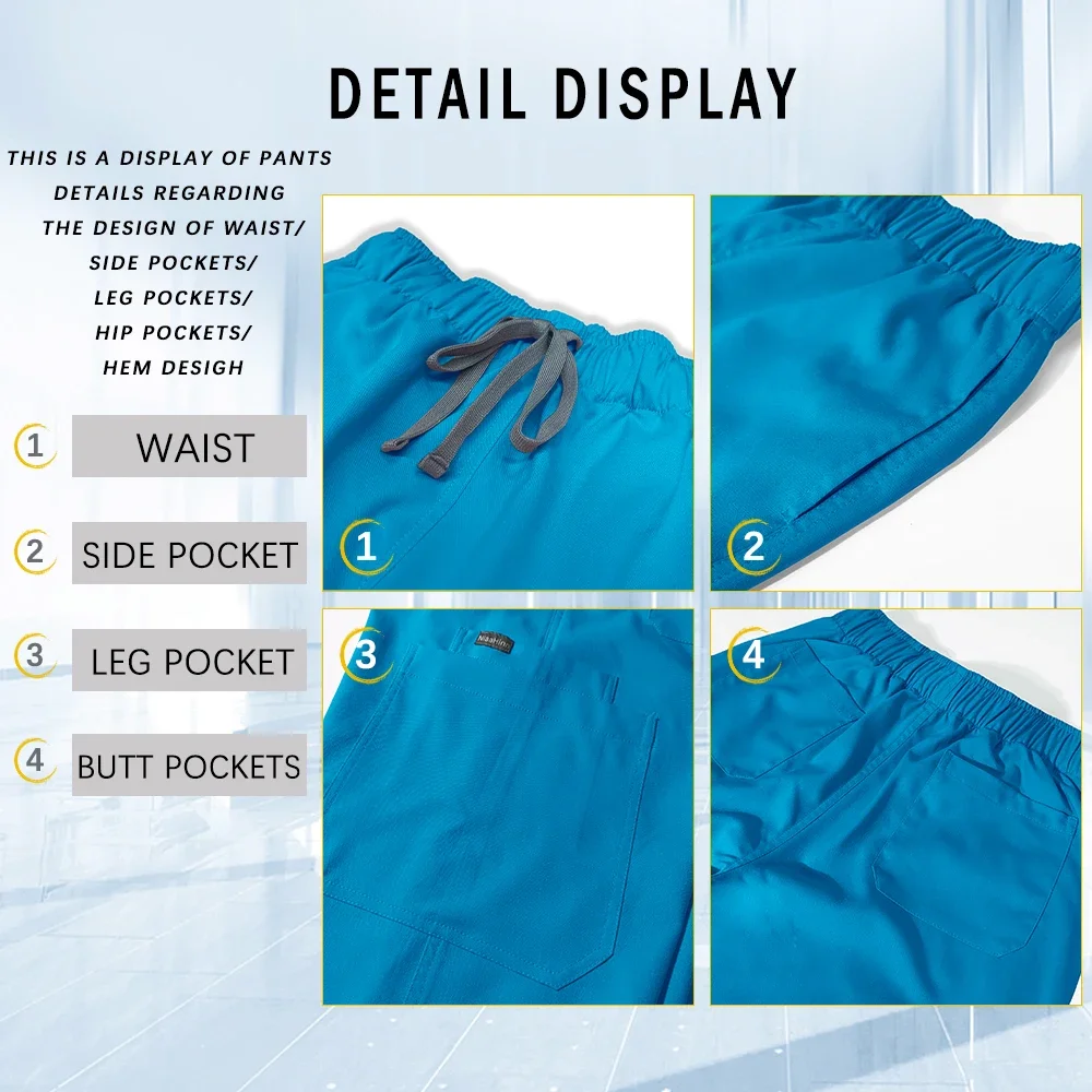 Hospital Nurse Uniforms Women Elatic Solid Color Scrub Set Dental Medical Supplies Pet Shop Vet Clinic Workwear Medical Clothing