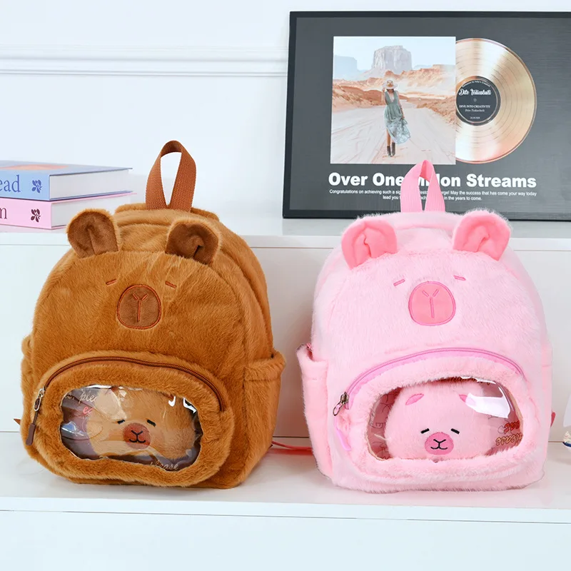 

﻿ Милый мультяшный капибара, капибара, плюшевый рюкзак большой емкости, школьная сумка для студентов посещаемости