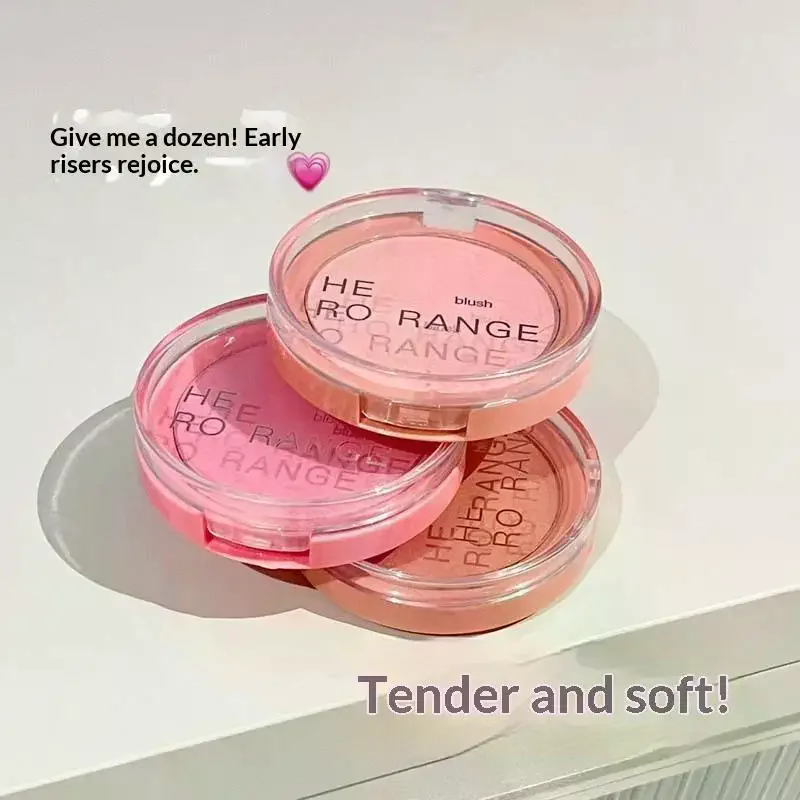 HERORANGE-paleta de rubor facial monocromático, duradero, resistente al agua, polvo prensado, colorete mate para contornear las mejillas, cosméticos de viaje