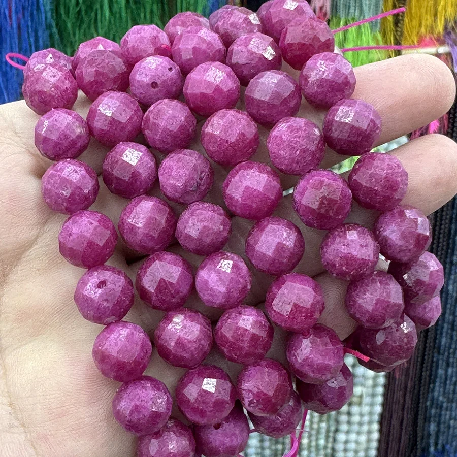 High Quality Natural Red Ruby Stone Single Circle Beads Faceted Loose Spacer For Jewelry DIY Necklace Bracelet  10.8mm