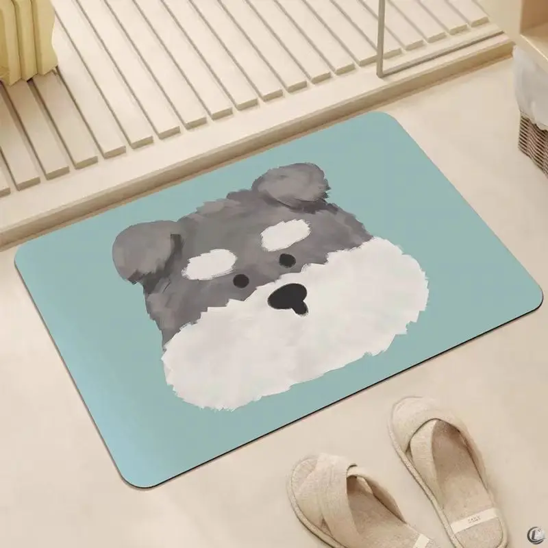 Puppy cartoon diatom mud floor mat bathroom living room door non-slip mat bathroom door door floor mat