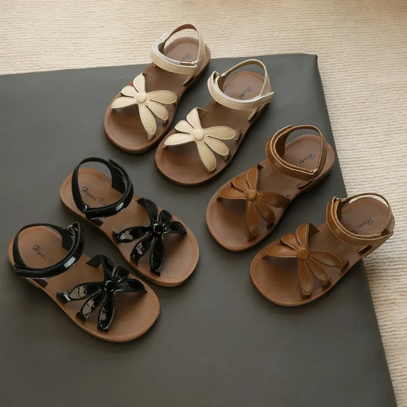 

Summer Sandals Flower Casual Comfortable Fashion Sexy Children Students Open Toe Slippers Flat Bottom Women's New Round Toe