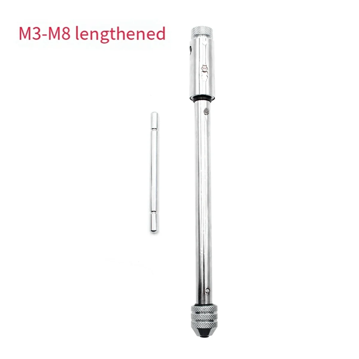 Tools Long Adjustable Silver T-Handle Ratchet Tap Wrench with 5 M3-M8 3mm-8mm Thread Metric Plug Taps