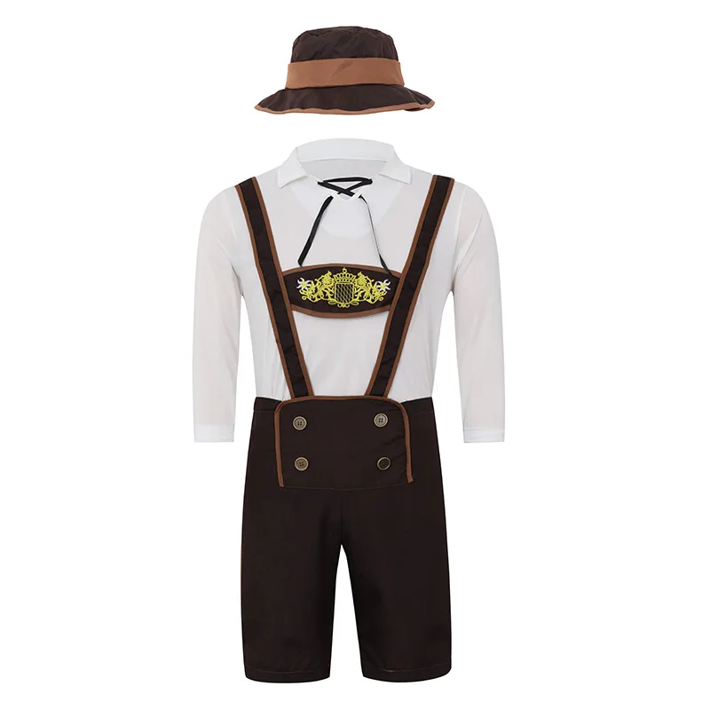 Mens Oktoberfest Beierse Bier Duitse Lederhosen Fancy Dress Kostuums Outfit