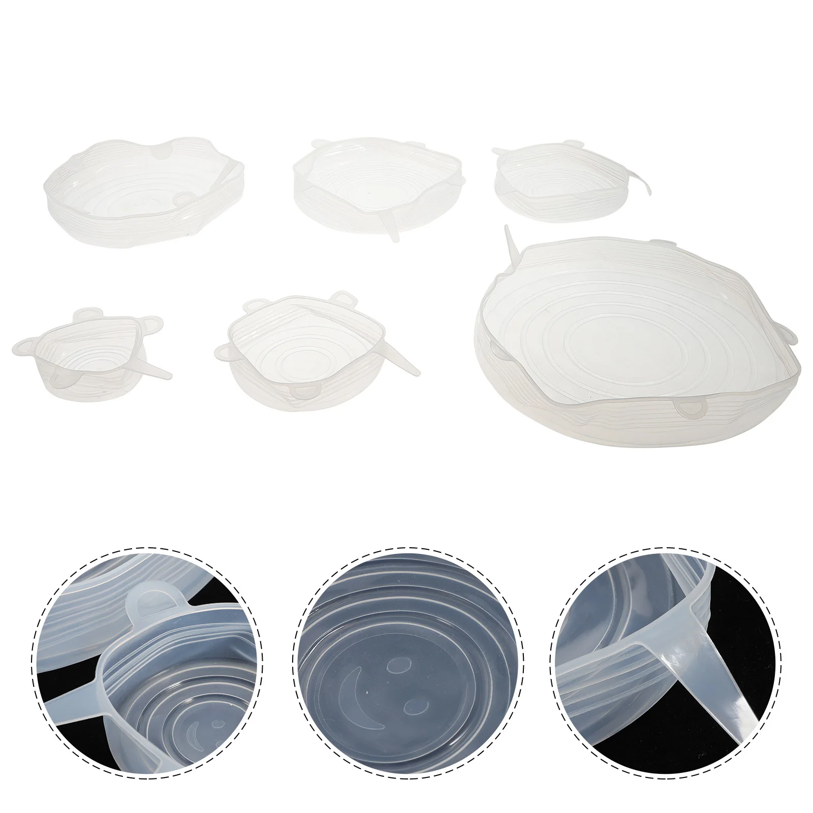 

6Pcs Food Grade Silicone Sealed Lids Flexible Stretch Covers for Bowls Plates Pots Microwave Oven Safe Airtight Food Storage