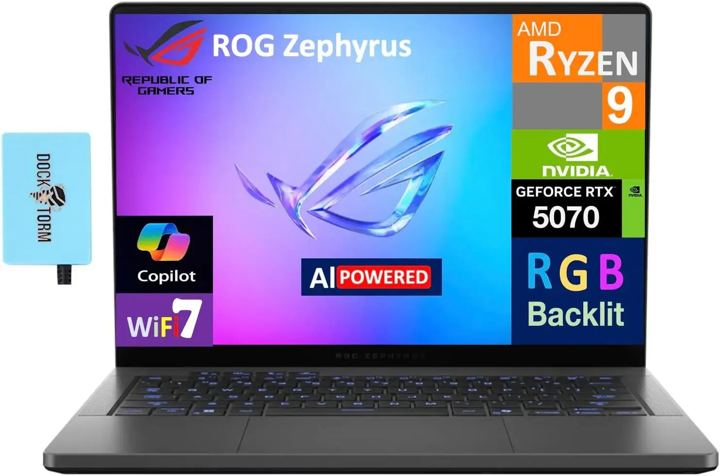 

ASUS ROG Zephyrus G14 AI Gaming Laptop 14 120Hz Ryzen 9 RTX 5070 32GB 2TB SSD RGB Keyboard Win11 Pro