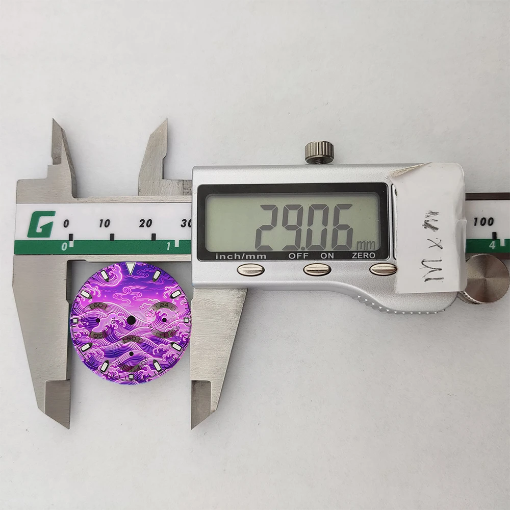 29.5mm Creative Dial VK63 Dial Wave Panda Dial Suitable For VK63 Movement Green Luminous Watch Modification Accessories Tools