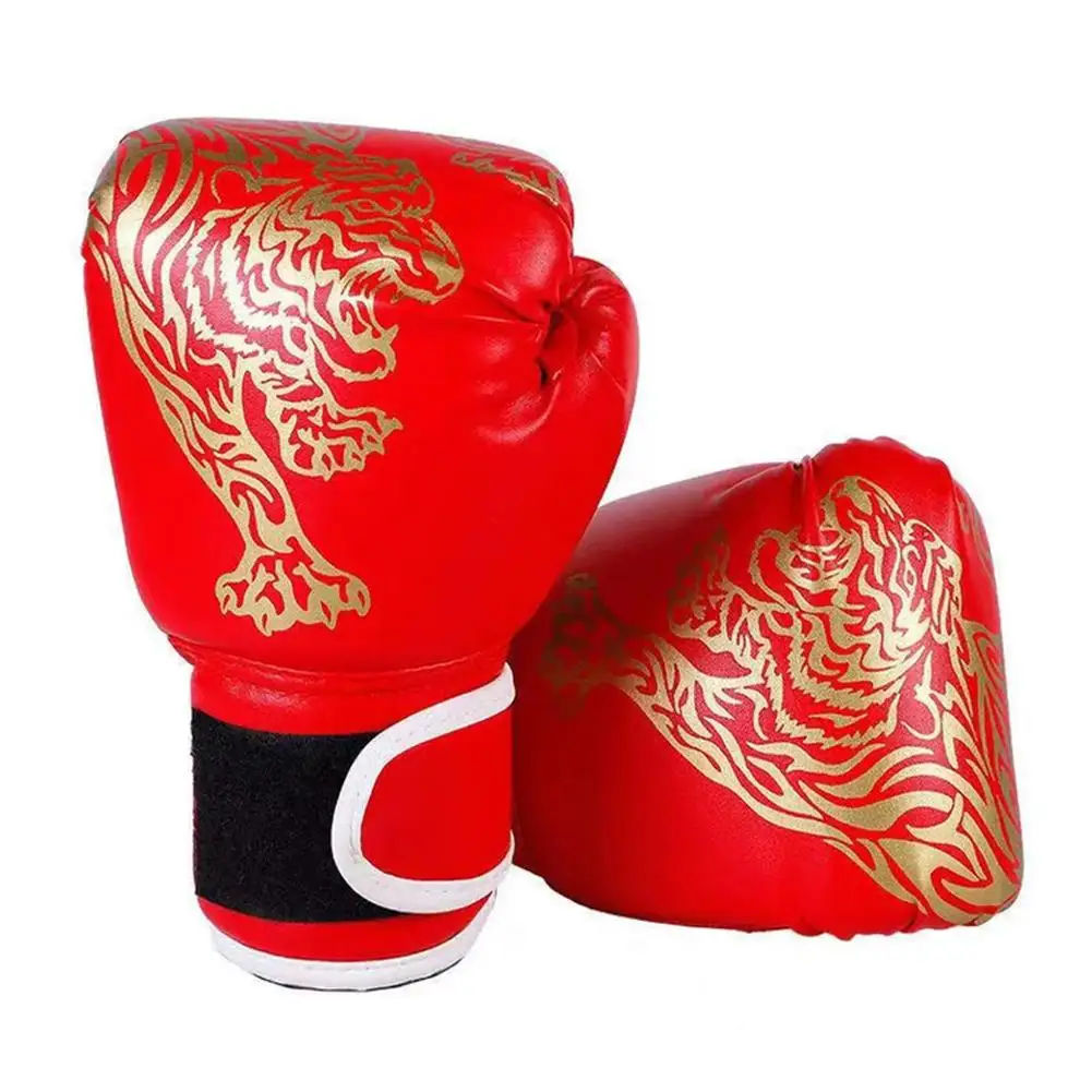 Guantes de boxeo profesionales de cuero PU transpirables, guantes de llama, cajas de Sanda, guantes tailandeses, Muay Thai, guantes de lucha de boxeo