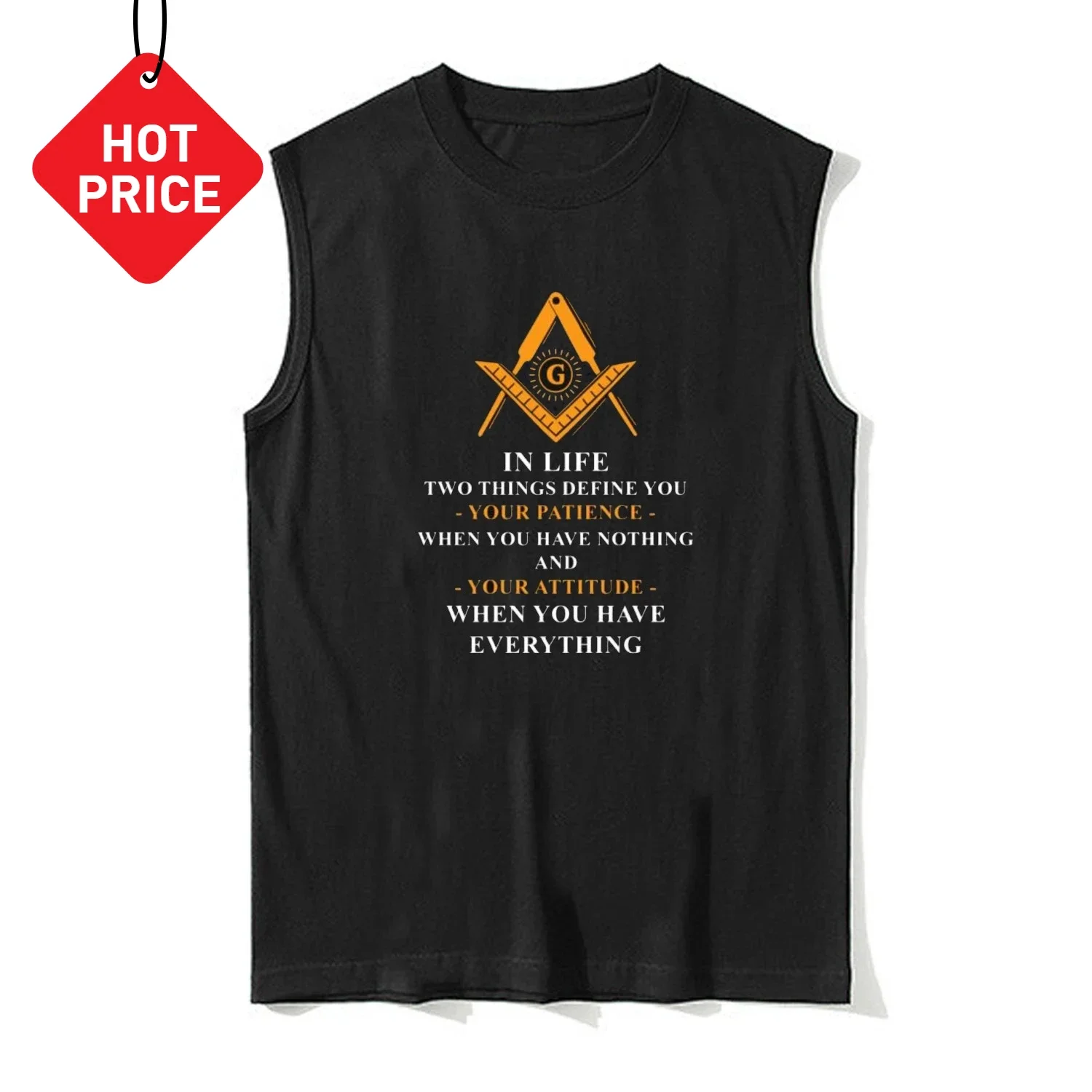 In Life Two Things Define You, Freemason Symbol Masonic Tank Top 100% Cotton O-Neck Summer Casual Mens Vests Sleeveless T-shirt