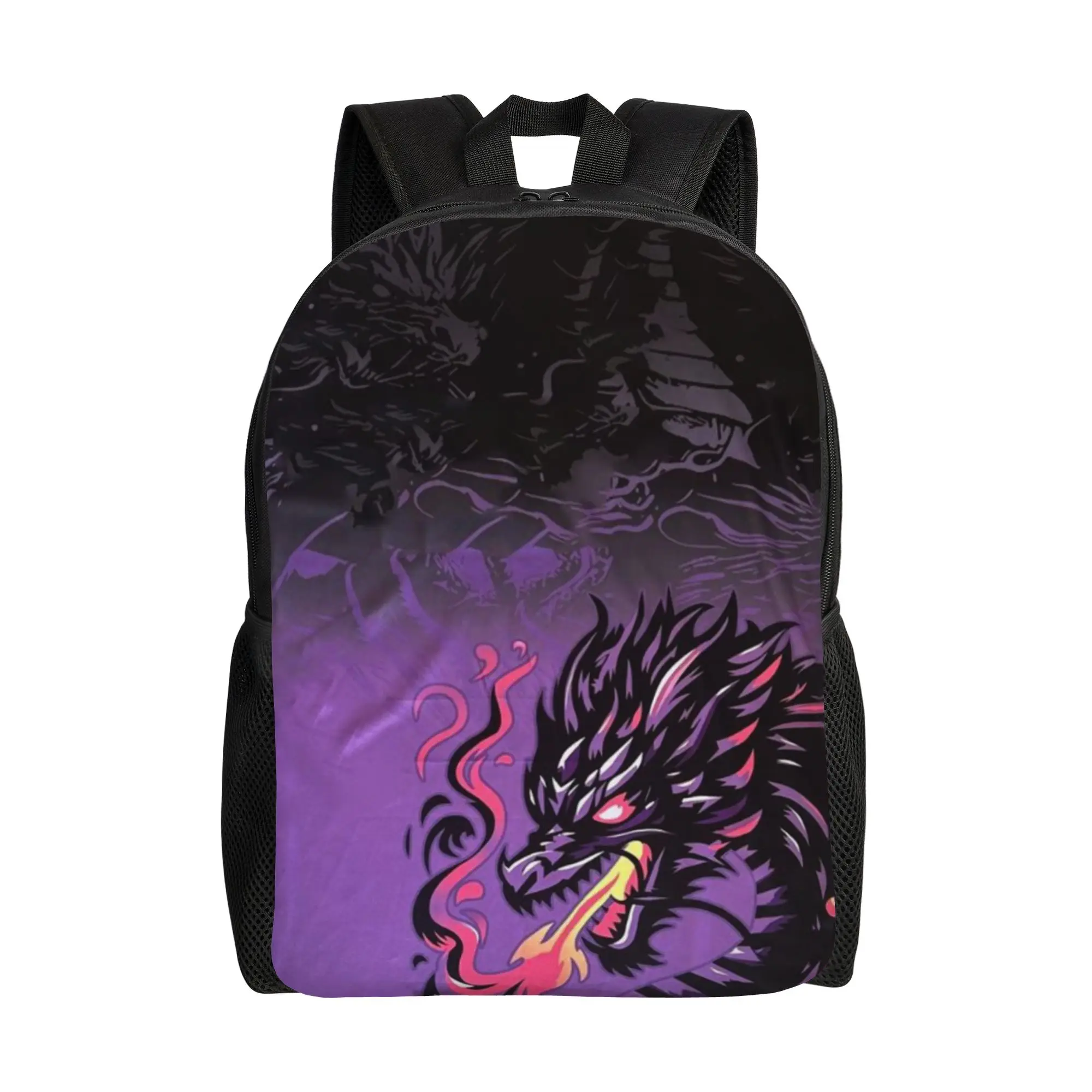 Back to school season High Street Purple Black Dragon Fantasy Art Bookbag  For Men Women Backpack