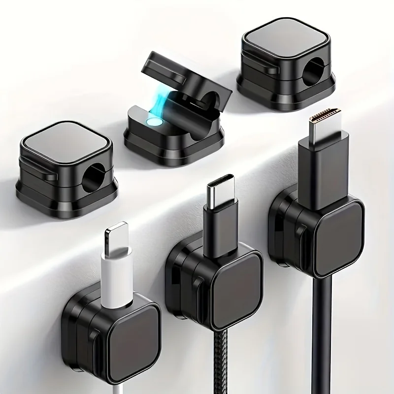6/12Pcs PP Magnetic Cable Clips Adjustable Non-Slip Organizer Charging Cable Storage for Office Car Home Desk Wiring