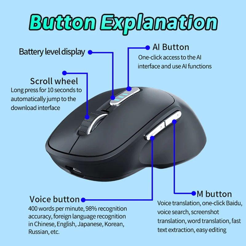 AI intelligent translation mouse intelligent voice computer mouse chat conversation text translation study abroad foreign langua