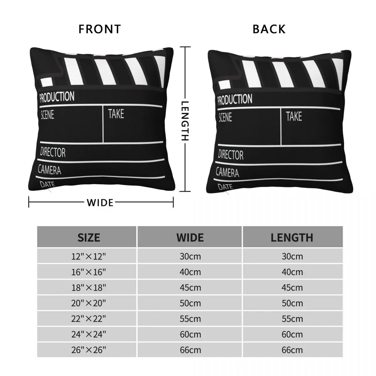 Clapper Board Director Action Square Pillowcase Polyester Linen Velvet Creative Zip Decor Pillow Case Car Cushion Cover 18